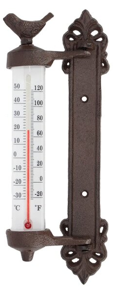 Zidni termometar od lijevanog željeza Esschert Design Dekor Bird, visina 27,3 cm