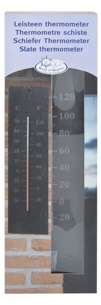 Vanjski zidni termometar od škriljevca Esschert Design Plain, 45 x 10 cm