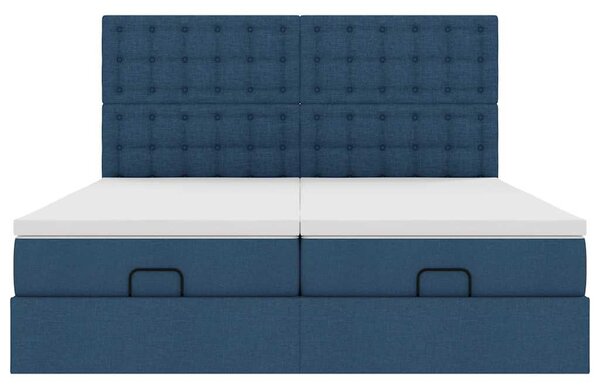 Ottoman krevet s madracima plavi 160x200 cm tkanina - Plava / 160 x 200 cm