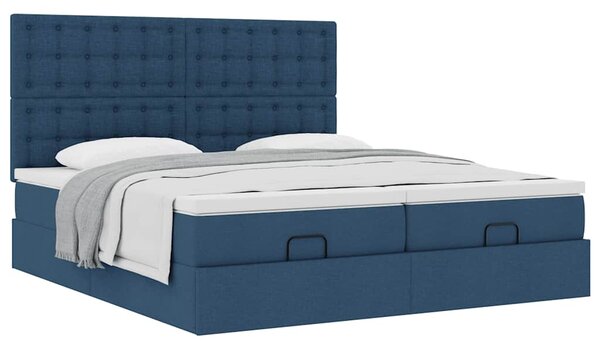 Ottoman krevet s madracima plavi 160x200 cm tkanina - Plava / 160 x 200 cm