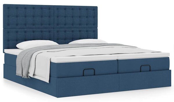 Ottoman krevet s madracima plavi 160x200 cm tkanina - Plava / 160 x 200 cm