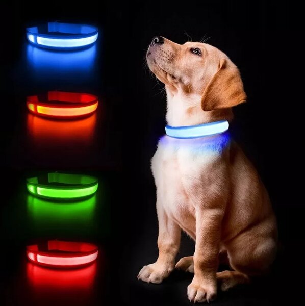 Univerzalna led svetleča ovratnica za pse in mačke - nastavljiva do 59cm akcija