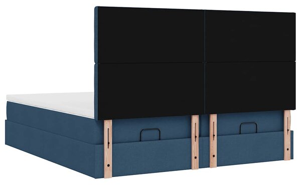 Ottoman krevet s madracima plavi 160x200 cm tkanina - Plava / 160 x 200 cm