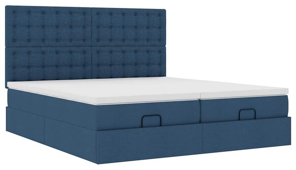 Ottoman krevet s madracima plavi 160x200 cm tkanina - Plava / 160 x 200 cm