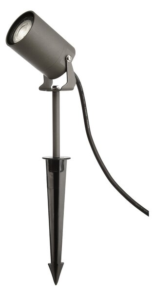 Deko-Light Šiljasti reflektor, Ø 6 cm, sivi, zakretni, IP65, GU10, prigušiva, Sivo, Aluminij