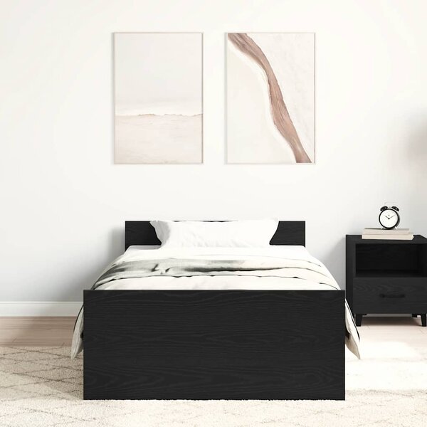Okvir kreveta bez madraca Crni hrast 75x190 cm Inženirsko drvo - Crna / 75 x 190 cm