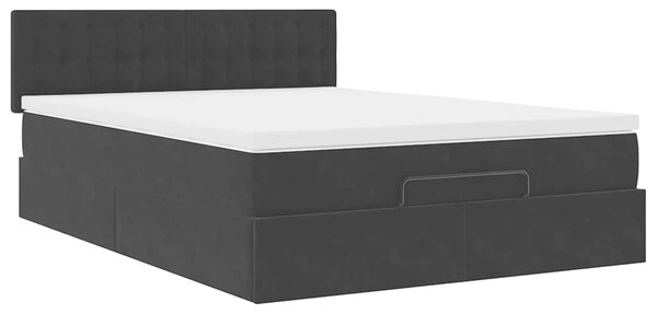 Ottoman krevet s madracem crni 140x200 cm baršun - Crna / 140 x 200 cm
