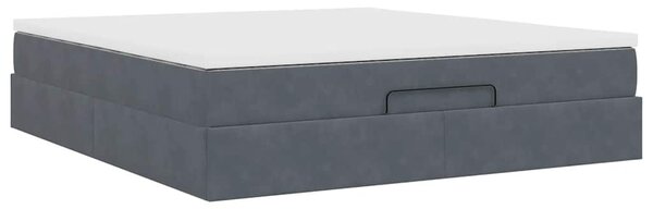 Ottoman krevet s madracem tamno sivi 160x200 cm baršun - Siva / 160 x 200 cm