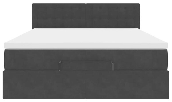 Ottoman krevet s madracem crni 140x200 cm baršun - Crna / 140 x 200 cm