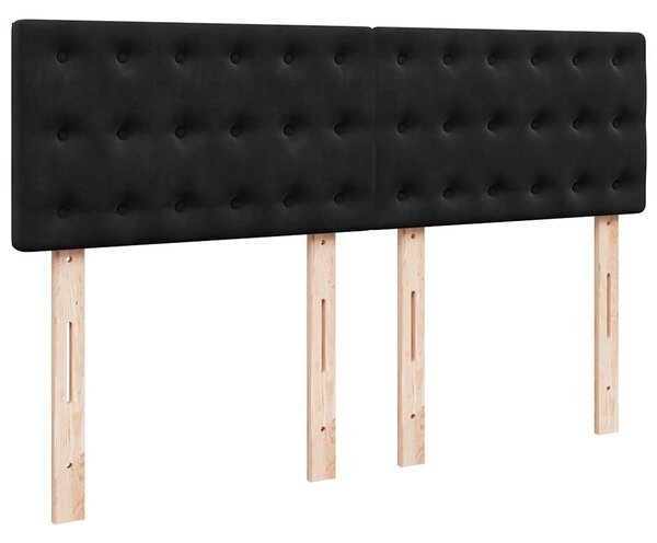 Ottoman krevet s madracem crni 140x200 cm baršun - Crna / 140 x 200 cm