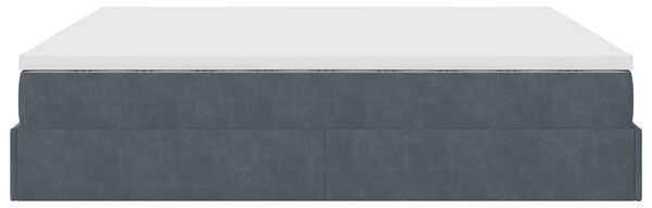 Ottoman krevet s madracem tamno sivi 160x200 cm baršun - Siva / 160 x 200 cm