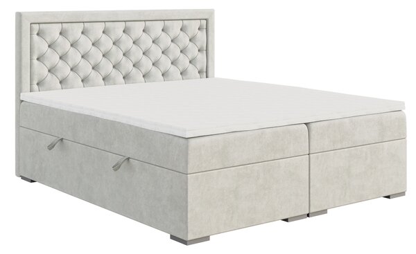 Bračni krevet Boxspring 140 cm Bohem (slonovača) (s madracem i prostorom za odlaganje)