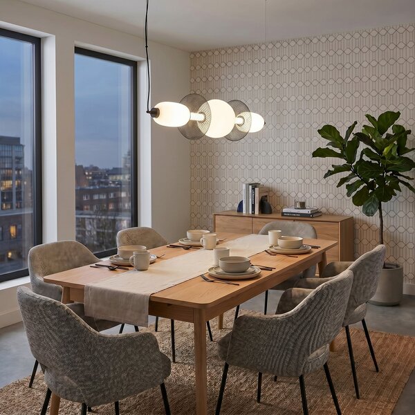 Milagro Lighting Arame LED viseća svjetiljka, crno/bijela, staklo, duljina 93,5 cm, Bijela, Dnevni boravak/blagovaonica, Staklo