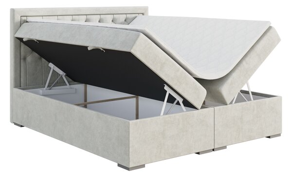Bračni krevet Boxspring 140 cm Bohem (slonovača) (s madracem i prostorom za odlaganje)