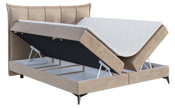 Bračni krevet Boxspring 140 cm Foxtrot (svijetlo bež) (s madracem i prostorom za odlaganje)