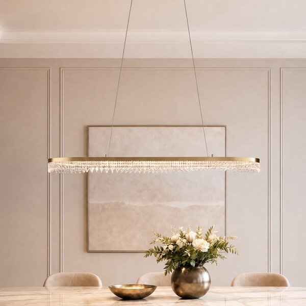 Milagro Lighting Preciosa LED viseća svjetiljka, zlatna, metalna, duljina 120 cm, Zlato / mjed, Dnevni boravak/blagovaonica, Metal