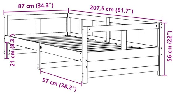 Dnevni krevet prirodne boje 80 x 200 cm od masivne borovine - Smeđa / 80 x 200 cm