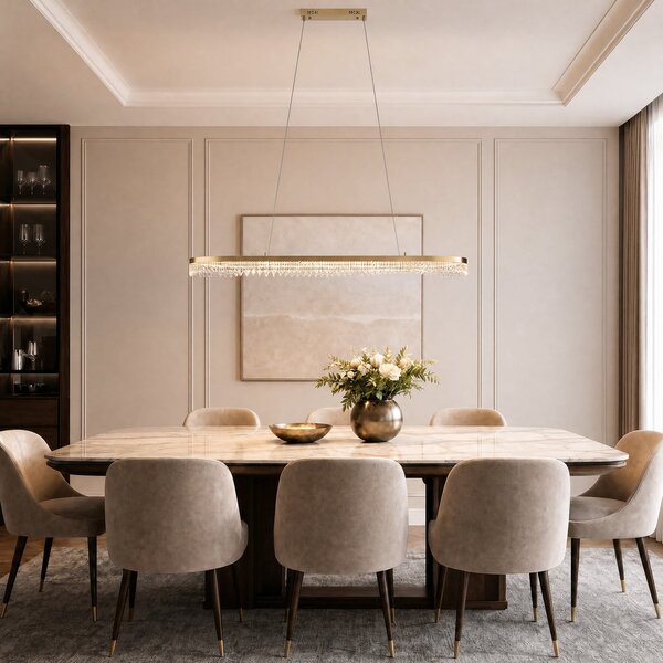 Milagro Lighting Preciosa LED viseća svjetiljka, zlatna, metalna, duljina 120 cm, Zlato / mjed, Dnevni boravak/blagovaonica, Metal