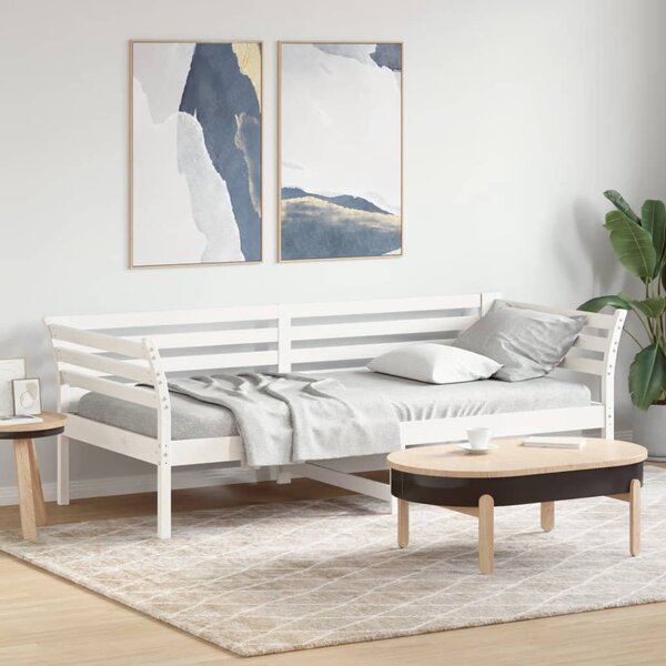 Dnevni krevet bez madraca bijeli 100x200 cm od masivne borovine - Bijela / 100 x 200 cm