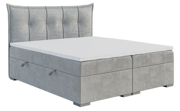 Zondo Bračni krevet Boxspring 140 cm Mirage (svijetlo siva) (s madracem i prostorom za odlaganje). 1043418