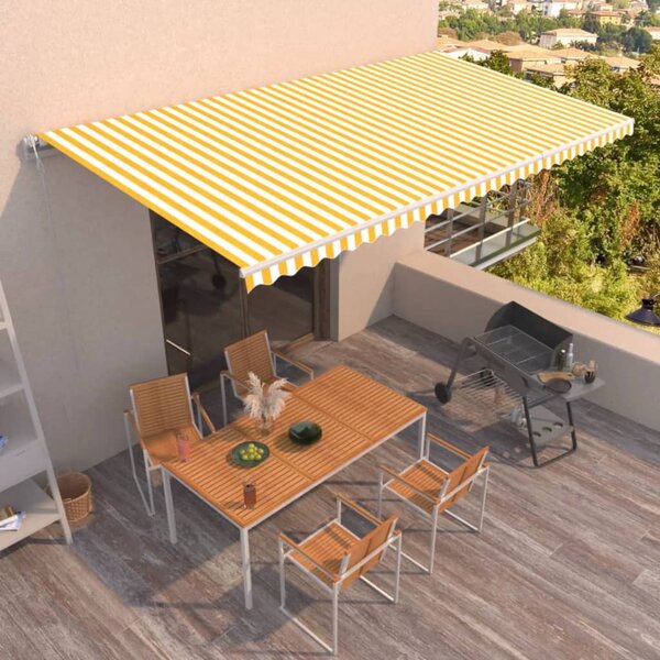 Tenda na automatsko uvlačenje 600x350 cm žuto-bijela - Žuta / 600 x 350 cm