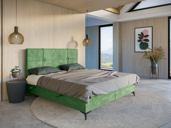 Zondo.hr Bračni krevet Boxspring 200 cm Nivela (zelena) (s madracem i prostorom za odlaganje). Akcija -20%. 1054618