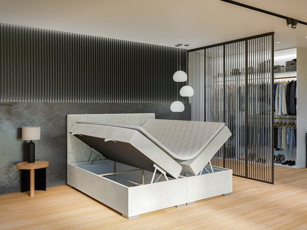 Bračni krevet Boxspring 160 cm Ruffy (svijetlo siva) (s madracem i prostorom za odlaganje)