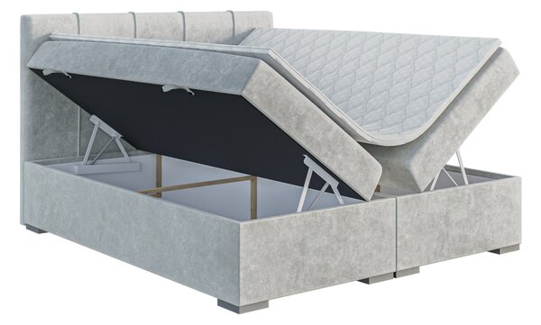 Bračni krevet Boxspring 160 cm Ruffy (svijetlo siva) (s madracem i prostorom za odlaganje)