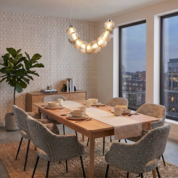 Milagro Lighting Bolla LED viseća svjetiljka, krom/dimno siva, staklo, duljina 79,5 cm, Metalik, Dnevni boravak/blagovaonica, Staklo