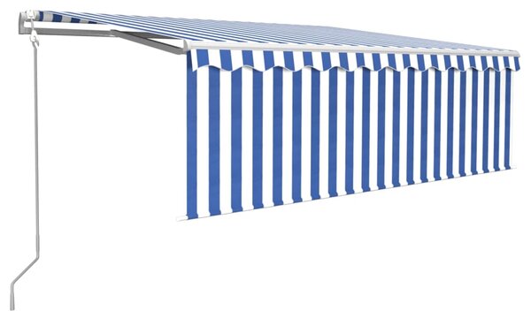 Automatska tenda s roletom i senzorom LED 4 x 3 m plavo-bijela - Plava / 4 x 3 m