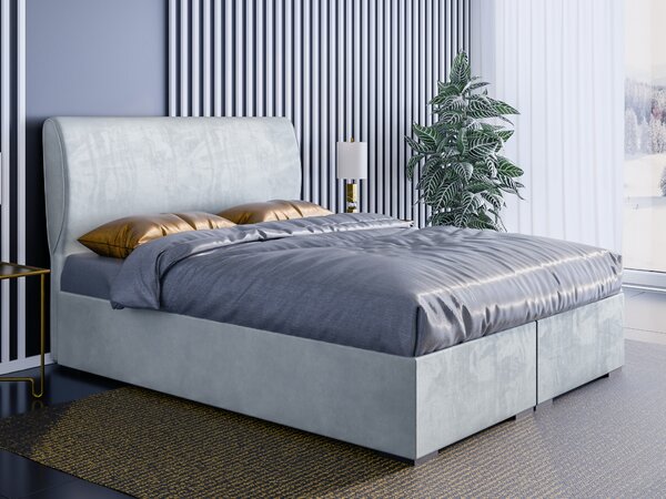 Bračni krevet Boxspring 160 cm Simoon (svijetlo siva) (s madracem i prostorom za odlaganje)