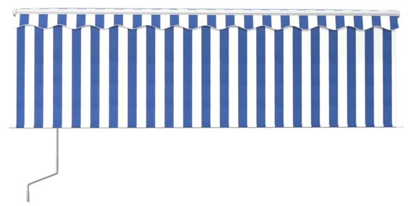 Automatska tenda s roletom i senzorom LED 4 x 3 m plavo-bijela - Plava / 4 x 3 m