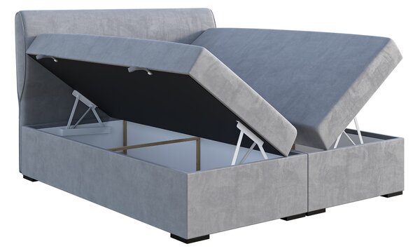Bračni krevet Boxspring 160 cm Simoon (svijetlo siva) (s madracem i prostorom za odlaganje)