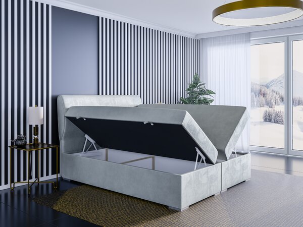 Bračni krevet Boxspring 160 cm Simoon (svijetlo siva) (s madracem i prostorom za odlaganje)
