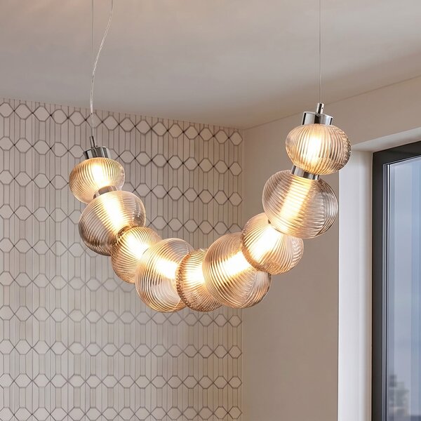 Milagro Lighting Bolla LED viseća svjetiljka, krom/dimno siva, staklo, duljina 79,5 cm, Metalik, Dnevni boravak/blagovaonica, Staklo