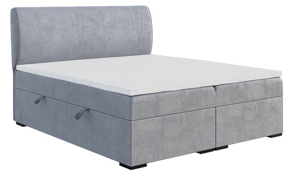 Bračni krevet Boxspring 160 cm Simoon (svijetlo siva) (s madracem i prostorom za odlaganje)