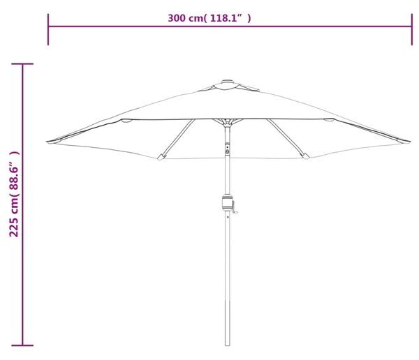 Vrtni suncobran s LED svjetlima i čeličnom šipkom 300 cm bež - Tupe / N/A