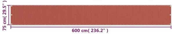 Balkonski zastor terakota 75 x 600 cm HDPE - Smeđa / 75 x 600 cm