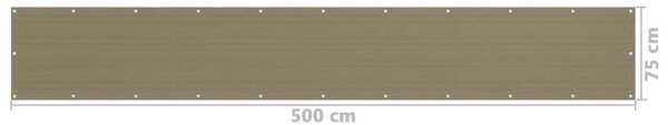 Balkonski zastor smeđe-sivi 75 x 500 cm HDPE - Tupe / 75 x 500 cm