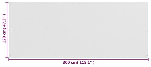 Balkonski zastor bijeli 120 x 300 cm HDPE - Bijela / 120 x 300 cm
