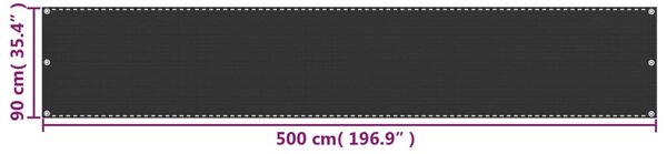 Balkonski zastor antracit 90 x 500 cm HDPE - Antracitno siva / 90 x 500 cm