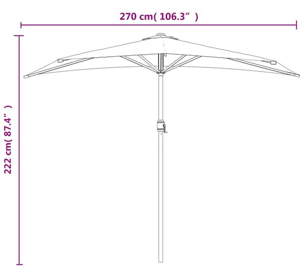 Balkonski suncobran s aluminijskom šipkom 270x144 cm - Bež / N/A