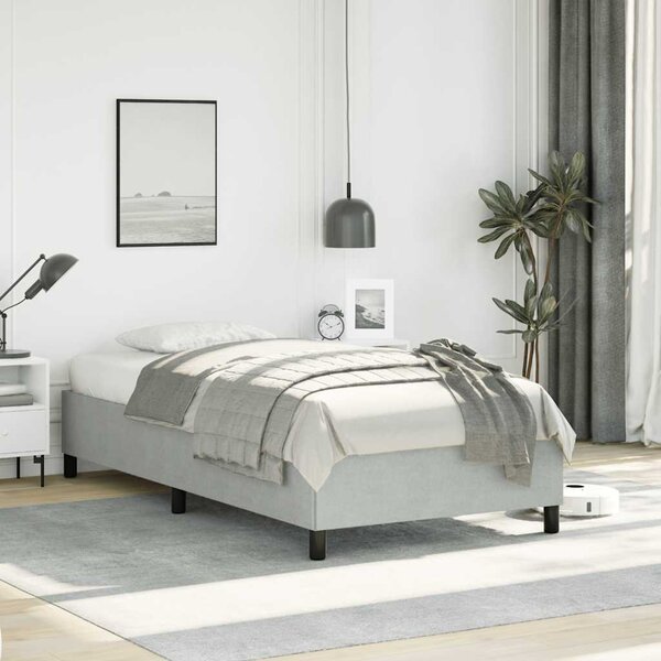 Okvir kreveta bez madraca svijetlosivi 100x203 cm Twin XL baršunasti - Siva / 100 x 203 cm