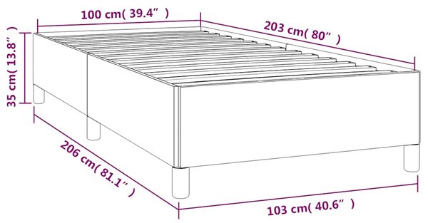 Okvir kreveta bez madraca svijetlosivi 100x203 cm Twin XL baršunasti - Siva / 100 x 203 cm