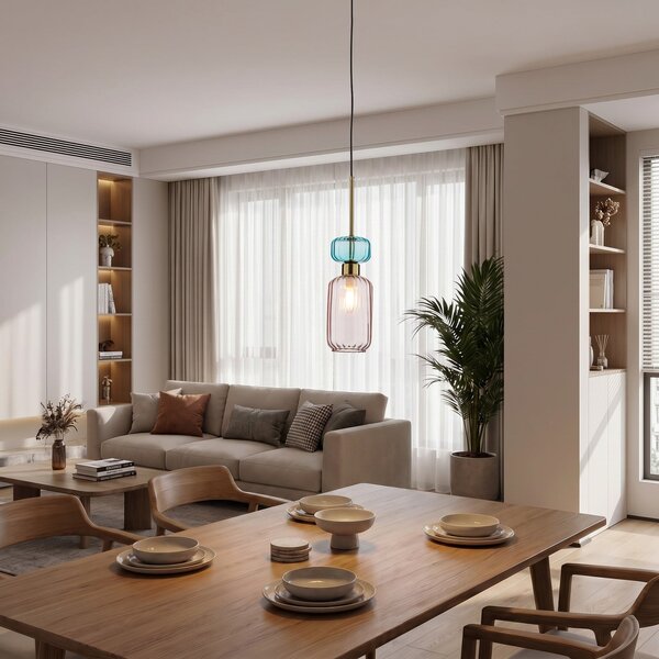 Milagro Lighting Molly viseća svjetiljka, ružičasta/zlatna, 1 žarulja, staklo, Ø 12 cm, prigušiva, Ružičasta ruža, Dnevni boravak/blagovaonica, Staklo