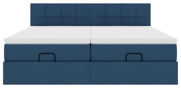 Ottoman krevet s madracima plavi 160x200 cm tkanina - Plava / 160 x 200 cm