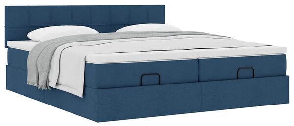 Ottoman krevet s madracima plavi 160x200 cm tkanina - Plava / 160 x 200 cm