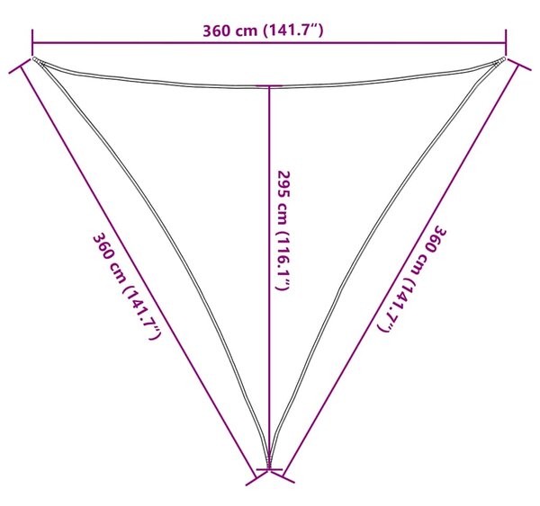 Jedro za zaštitu od sunca 160 g/m² Trokutasto pijesak 3,6x3,6x3,6 m HDPE - Smeđa / 3.6 x 3.6 x 3.6 m