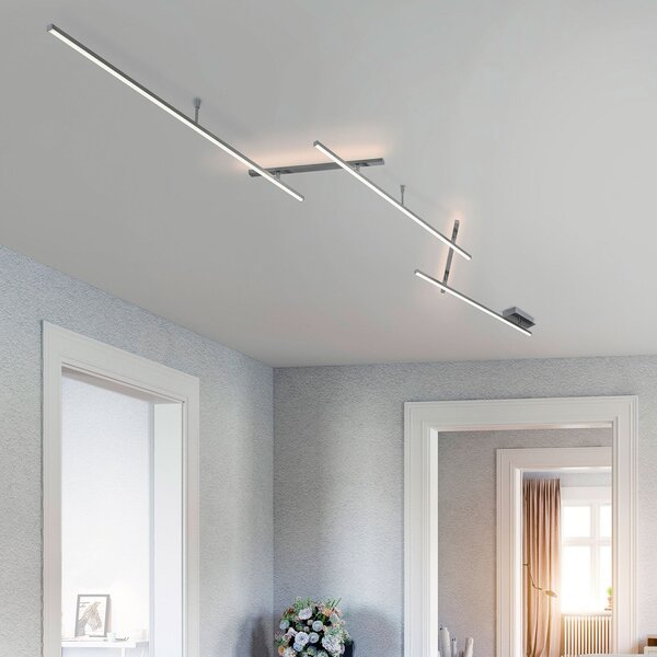 Trio Lighting Okretna LED stropna svjetiljka Indira, nikal s prigušivačem, prigušiva, Sivo, Dnevni boravak/blagovaonica, Metal