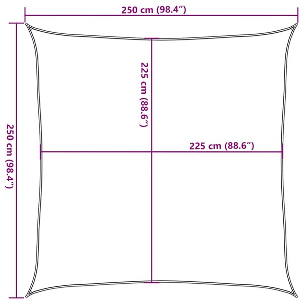Jedro za zaštitu od sunca 160 g/m² Kvadratni pijesak 2,5x2,5 m HDPE - Žuta / 2.5 x 2.5 m